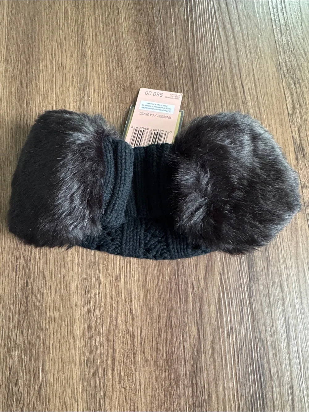 Juicy Couture Ear Warmers and Fingerless Gloves Set with Fur and Jewel Accents